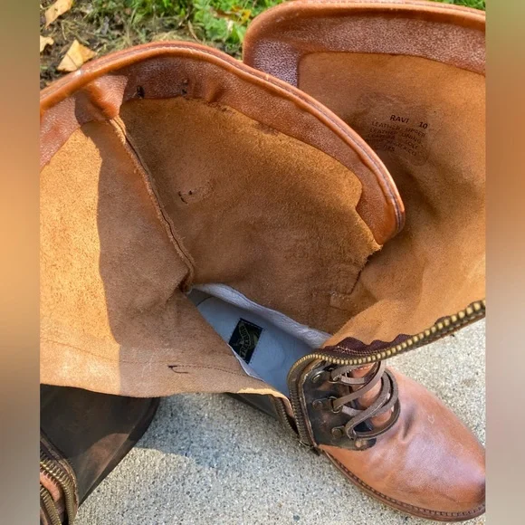 Freebird Ravi Mid-Calf Distressed Brown Leather Two Tone Leather Moto Boots 10 - Picture 11 of 17